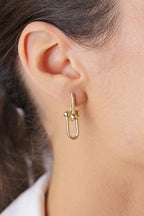 14ct Gold Dangle Bead Paperclip Earrings