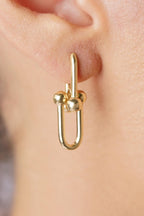 14ct Gold Dangle Bead Paperclip Earrings
