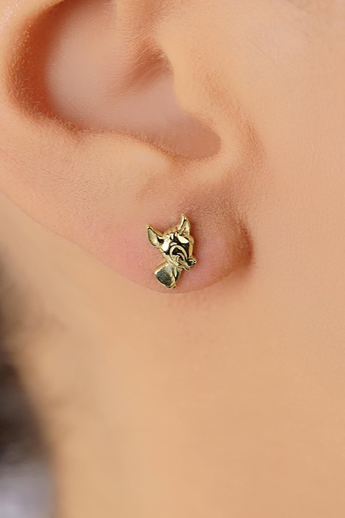 14ct Gold Gazelle/Deer Stud Earrings