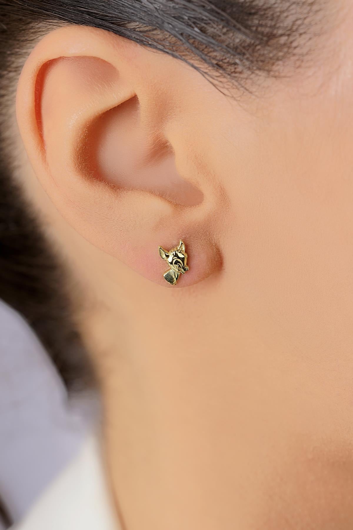 14ct Gold Gazelle/Deer Stud Earrings