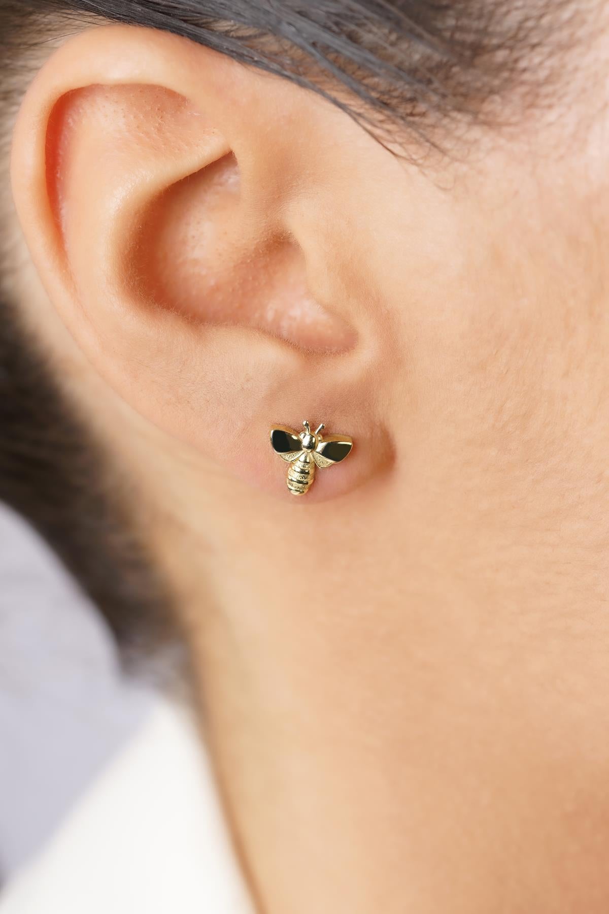 14ct Gold Honey Bee Stud Earrings