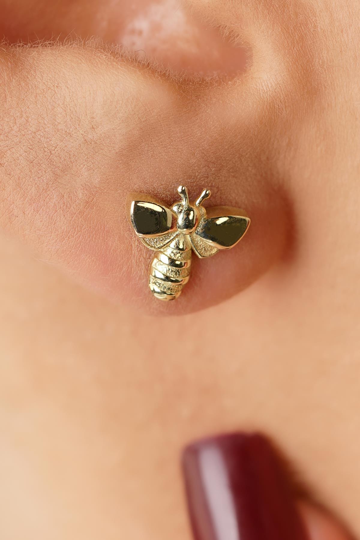 14ct Gold Honey Bee Stud Earrings