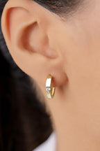 14ct Gold Hoop Earrings with Solitaire Detail