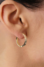 14ct Gold Medium Sparkle Hoop Earrings