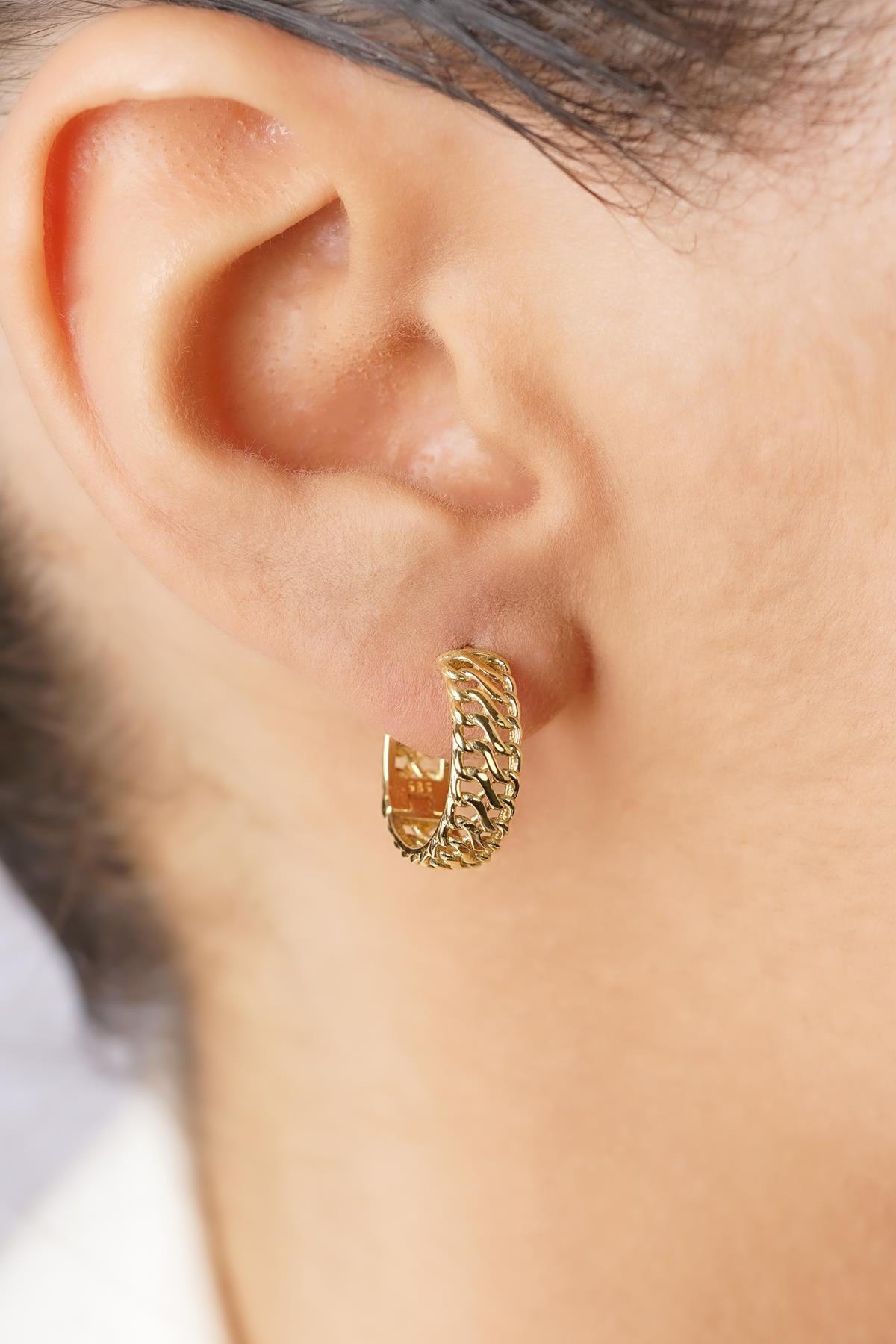 14ct Gold Otto Designer Hoop Earrings