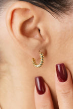 14ct Gold Oval Beaded Hoop Earrings