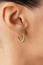 14ct Gold Oval Beaded Hoop Earrings