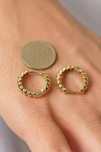 14ct Gold Oval Beaded Hoop Earrings