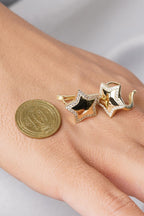 14ct Gold Pave Dome Star Stud Earrings