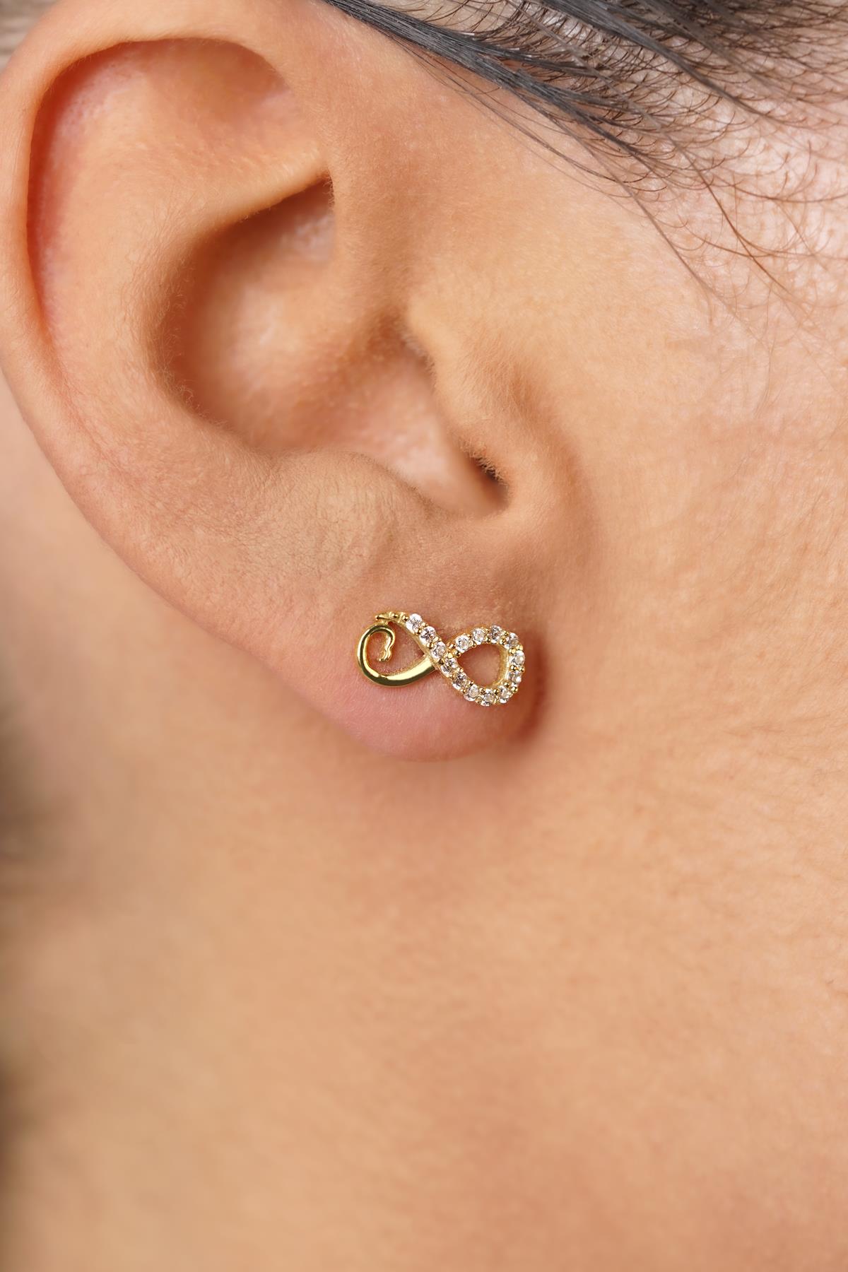 14ct Gold Semi-Pave Infinity Earrings