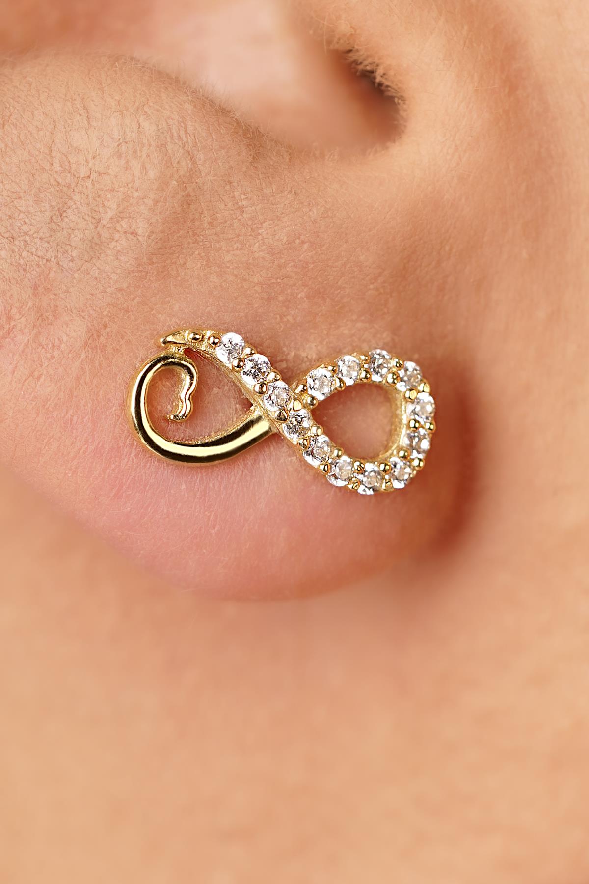 14ct Gold Semi-Pave Infinity Earrings