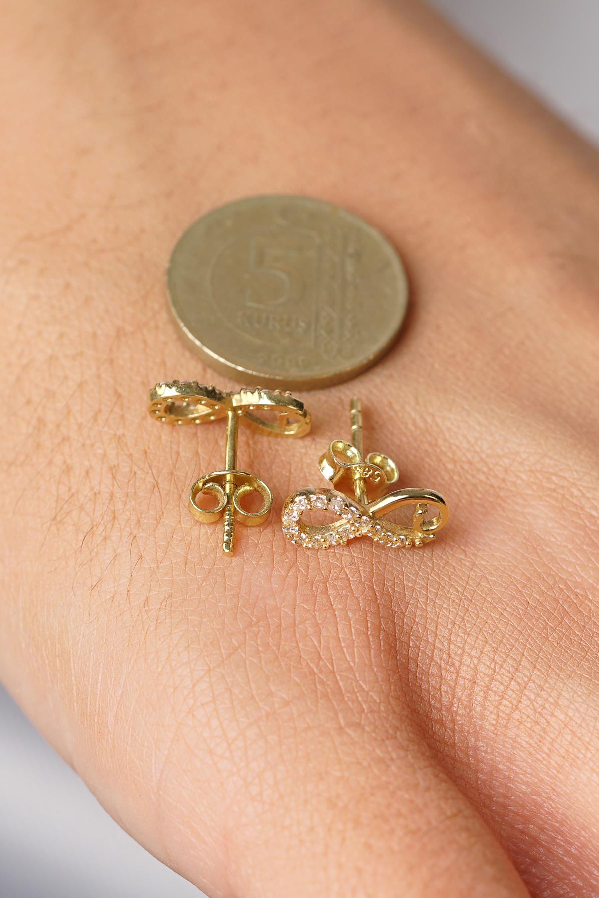 14ct Gold Semi-Pave Infinity Earrings