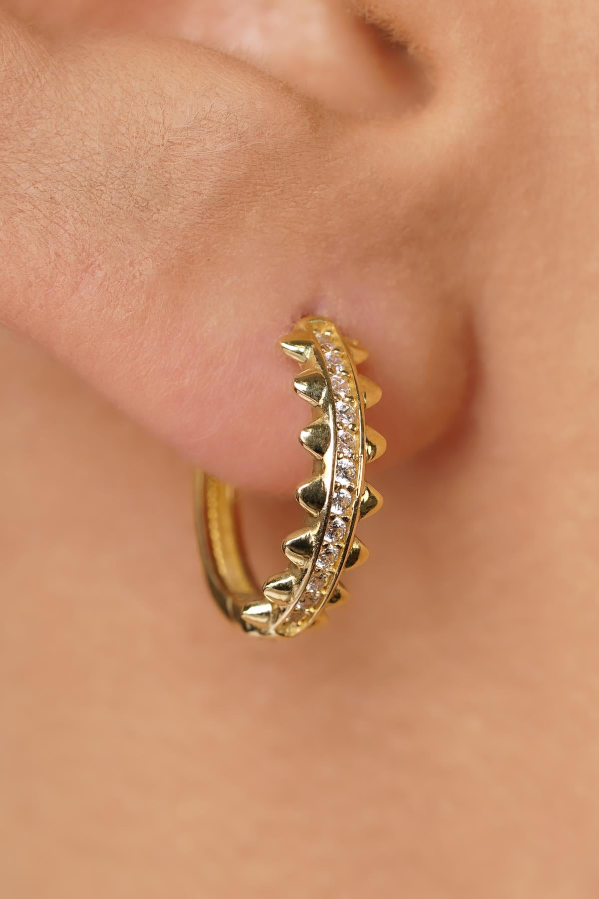 14ct Gold Shimmering Pave Hoop Earrings