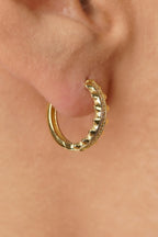 14ct Gold Shimmering Pave Hoop Earrings