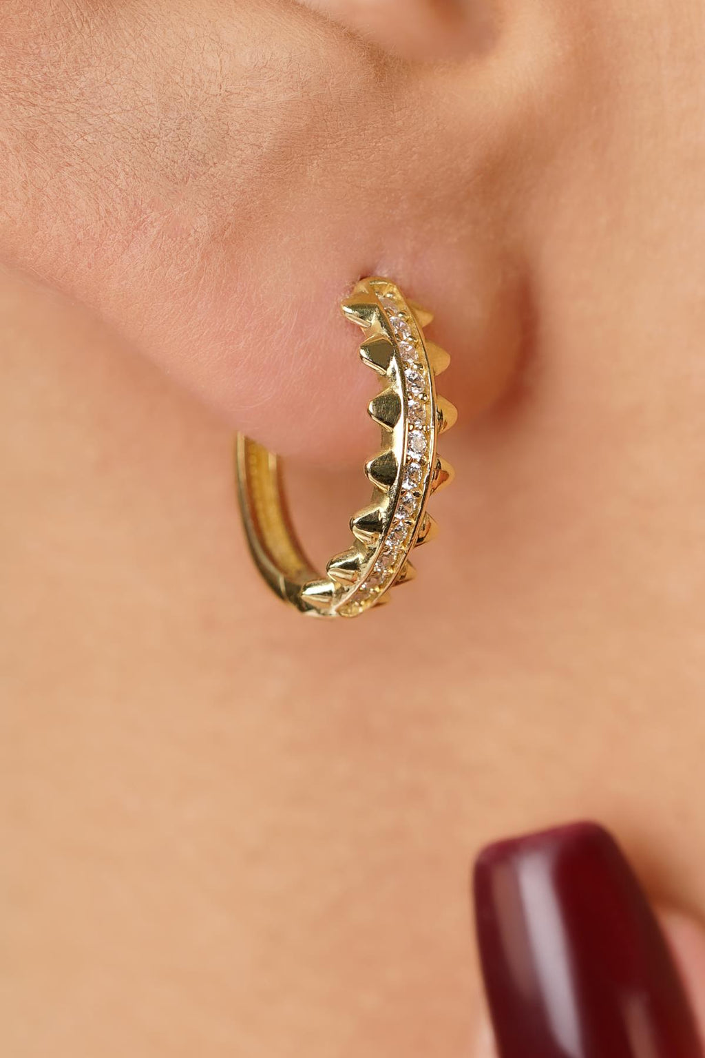 14ct Gold Shimmering Pave Hoop Earrings