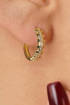 14ct Gold Shimmering Pave Hoop Earrings