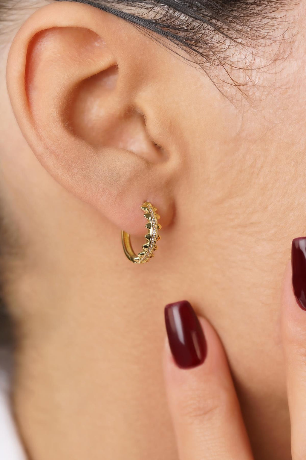 14ct Gold Shimmering Pave Hoop Earrings