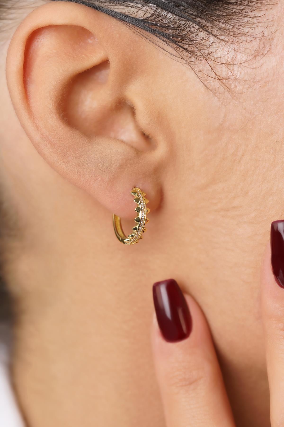 14ct Gold Shimmering Pave Hoop Earrings