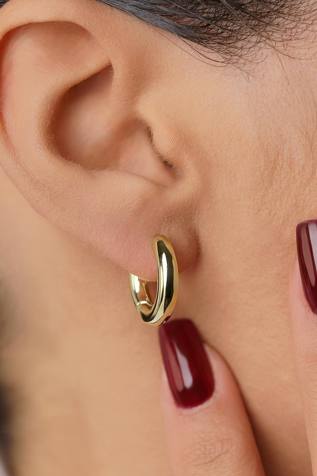 14ct Gold Smooth Cylinder Hoop Earrings