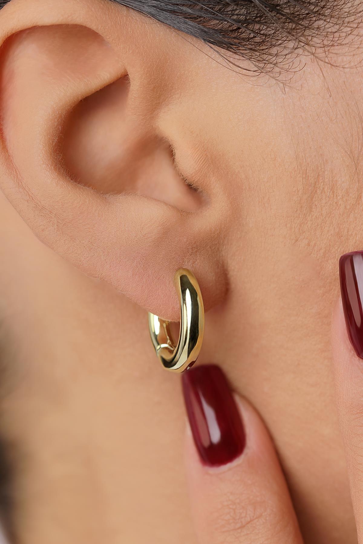 14ct Gold Smooth Cylinder Hoop Earrings