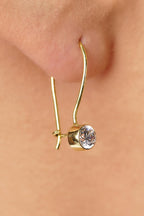14ct Gold Solitaire Dangle Drop Earrings