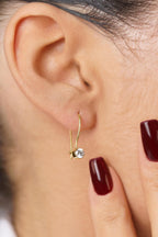 14ct Gold Solitaire Dangle Drop Earrings