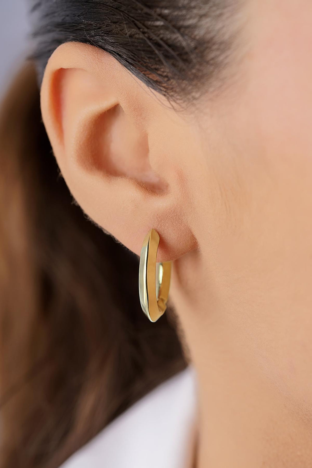 14ct Gold Symmetrical Cut Hoop Earrings