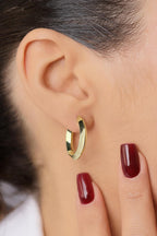 14ct Gold Symmetrical Cut Hoop Earrings