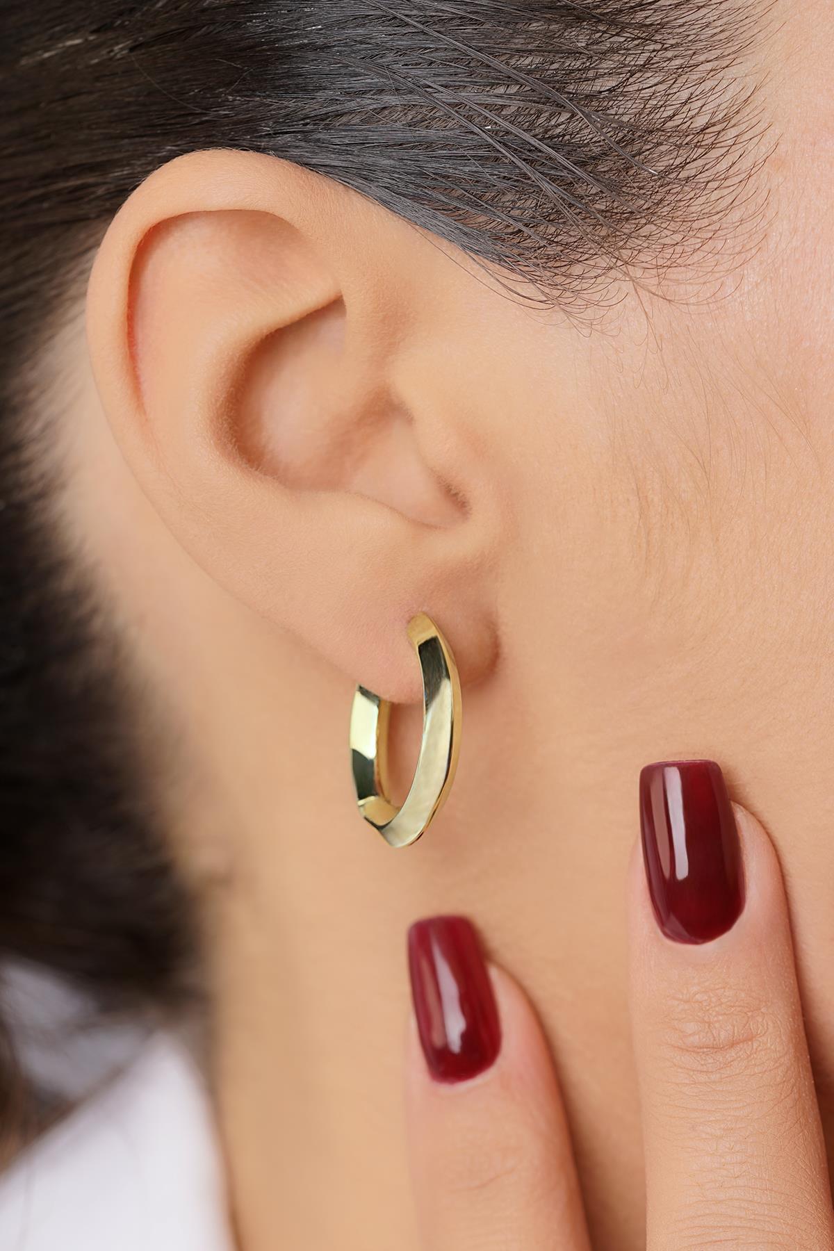 14ct Gold Symmetrical Cut Hoop Earrings