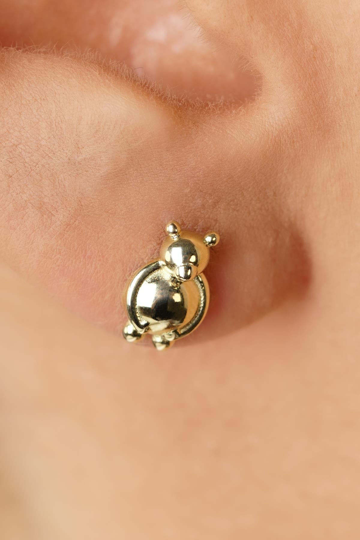 14ct Gold Teddy Bear Stud Earrings