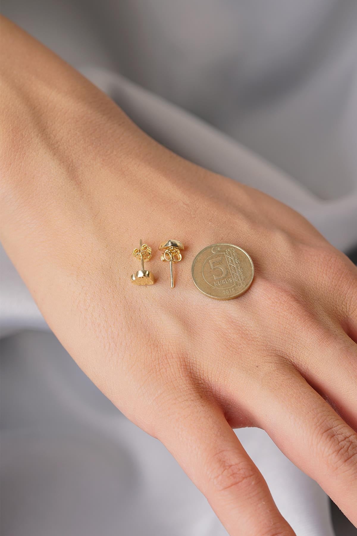 14ct Gold Textured Heart Stud Earrings