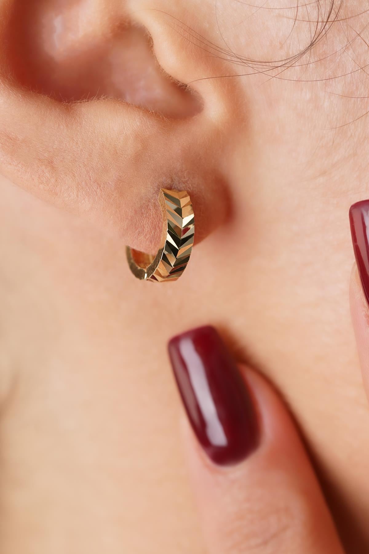 14ct Gold Tiny Wheat Ear Stud Earrings