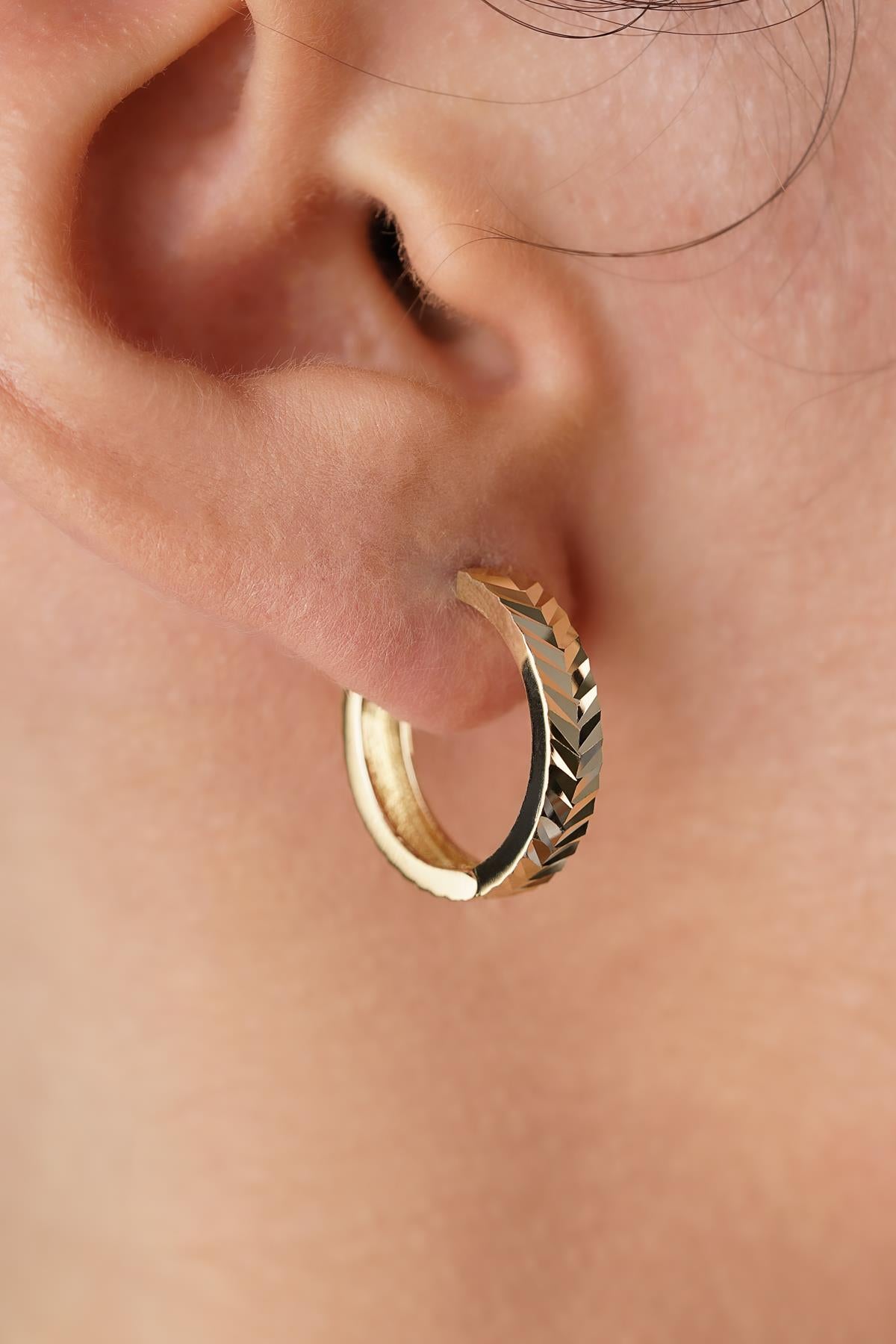 14ct Gold Wheat Ear Crawler Earrings