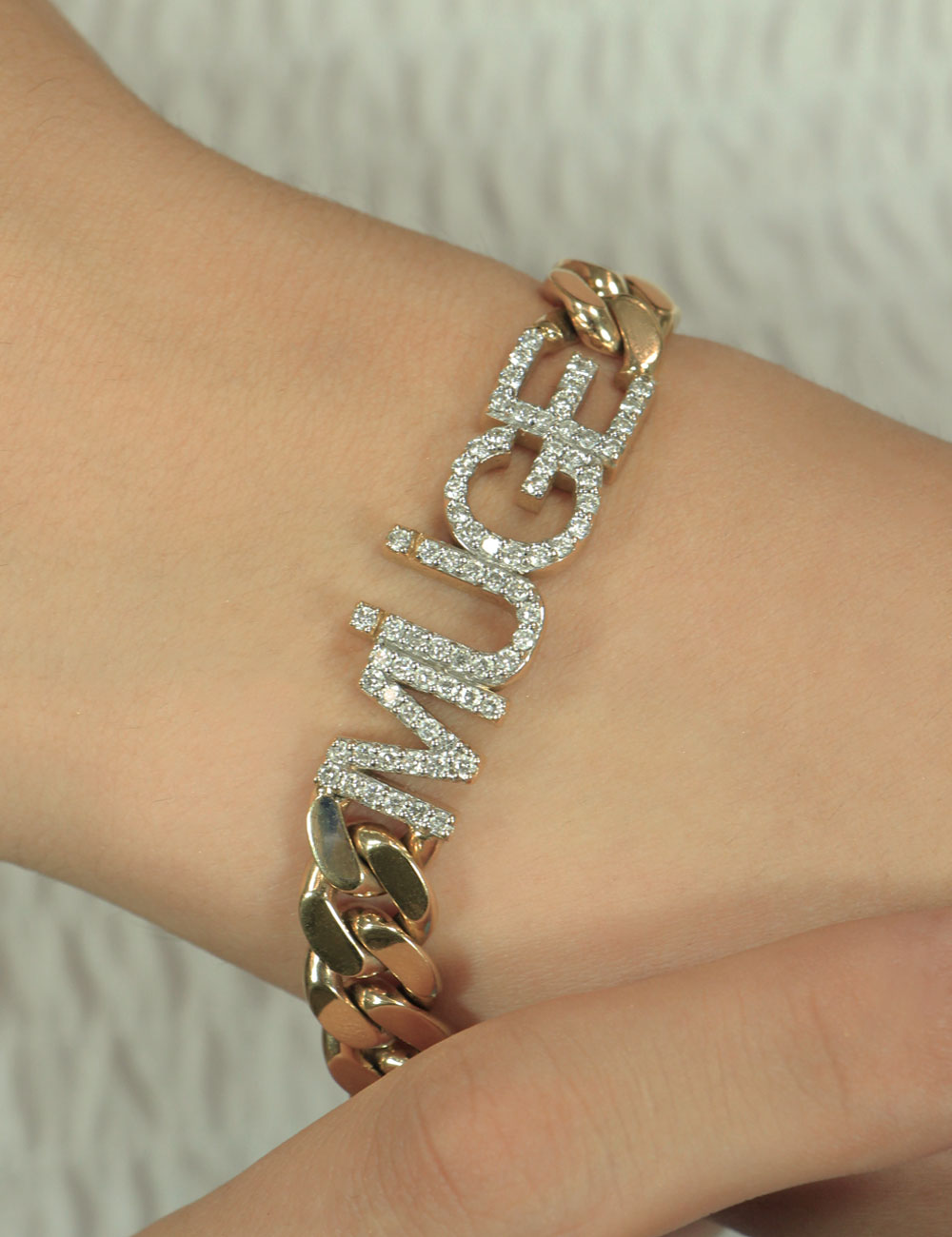 14ct Gold 1.50 Carats Diamond Personalized Name Bracelet