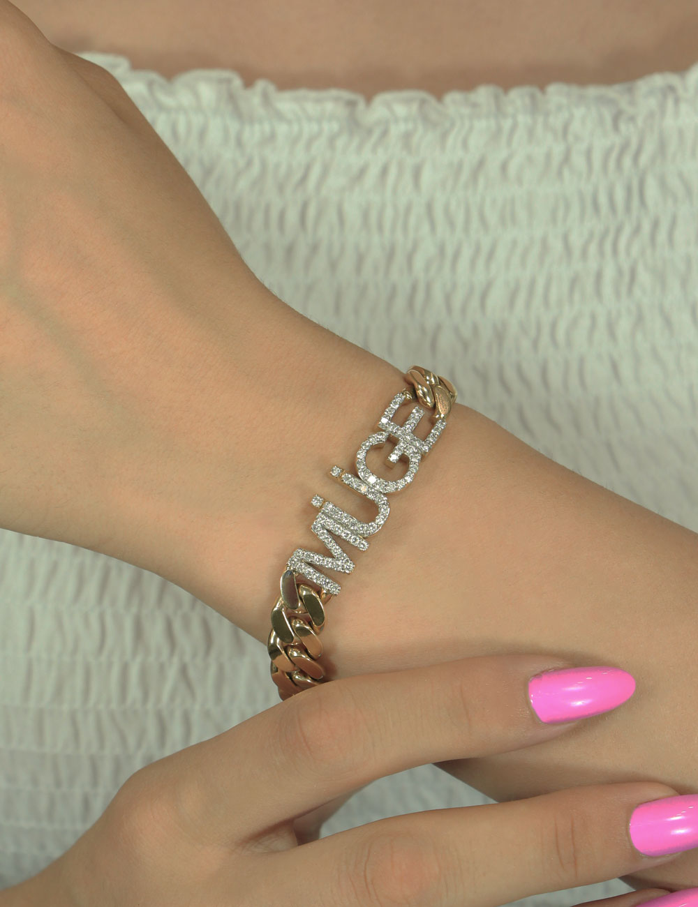 14ct Gold 1.50 Carats Diamond Personalized Name Bracelet