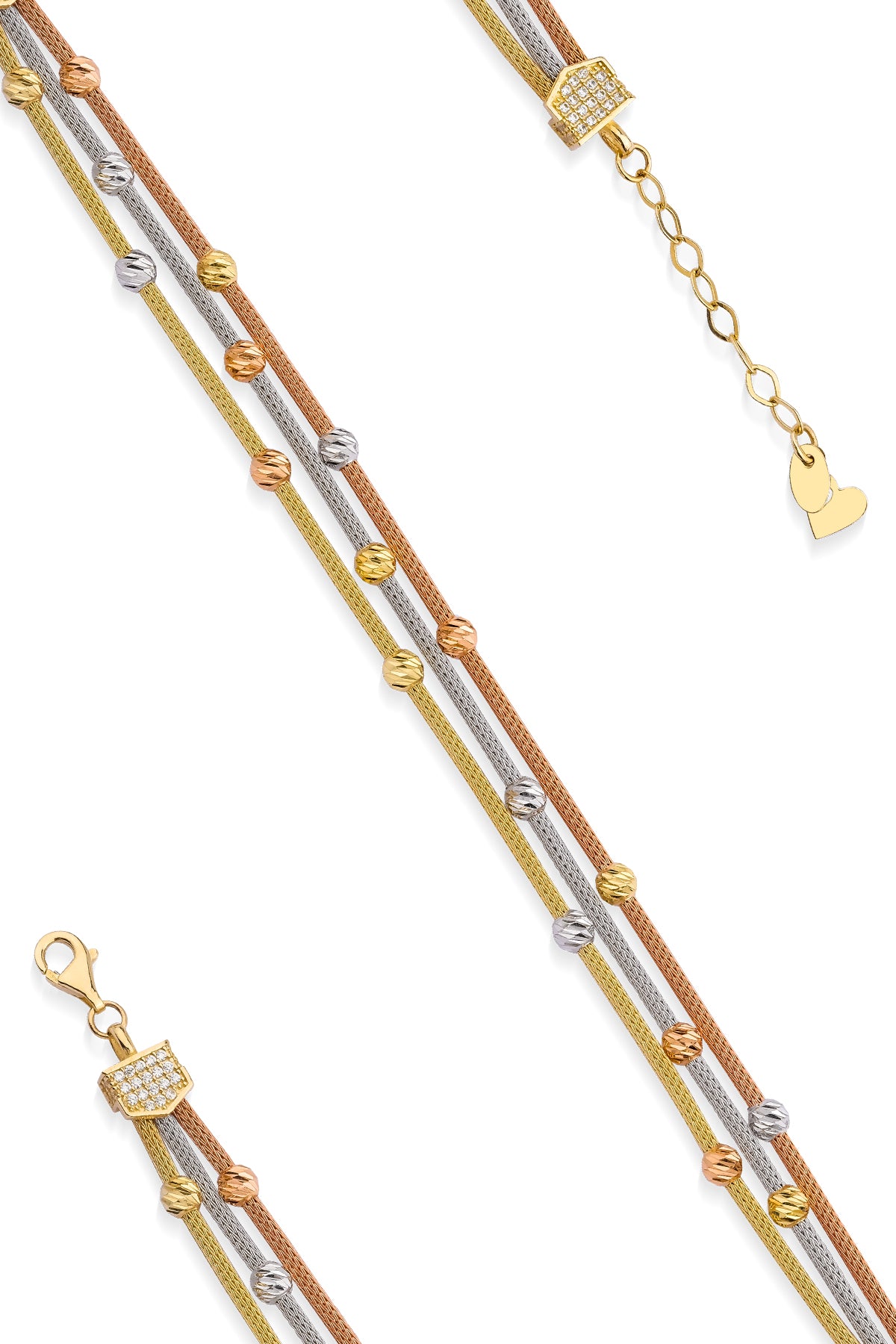 14ct Gold 3 Color Dorica Fox Tail Bracelet