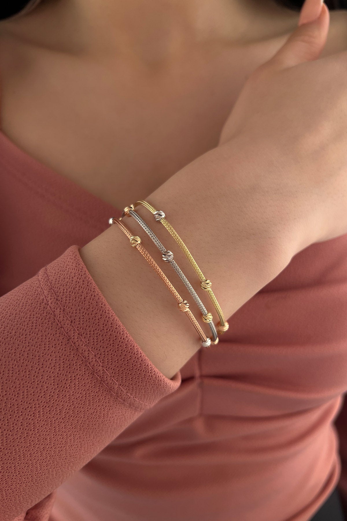 14ct Gold 3 Color Dorica Fox Tail Bracelet