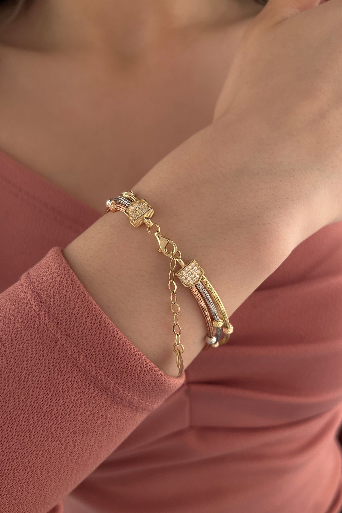 14ct Gold 3 Color Dorica Fox Tail Bracelet