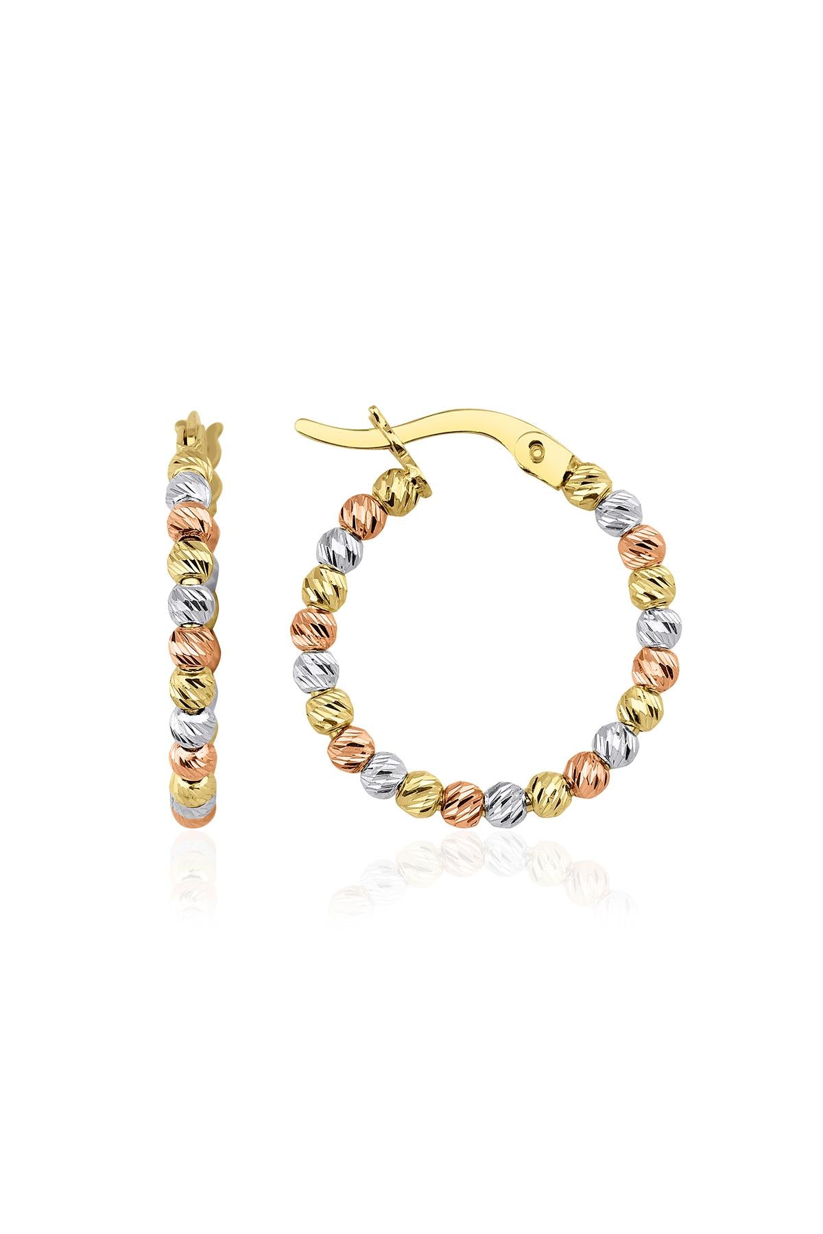 14K Gold 3 Color Dorica Hoop Earrings