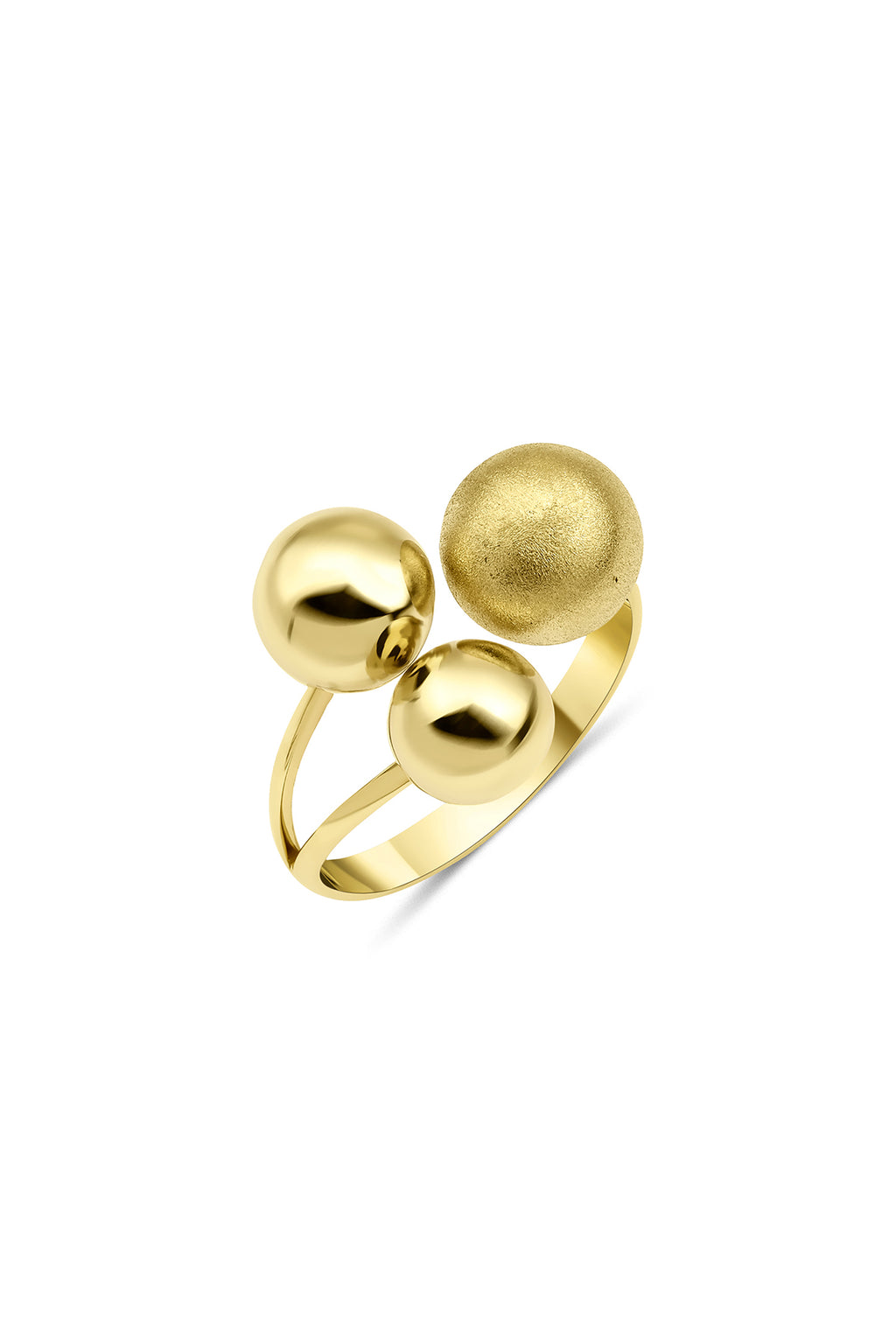 14ct Gold 3 Fashion Ball Statement Ring