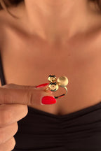 14ct Gold 3 Fashion Ball Statement Ring