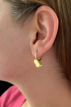 14ct Gold 3 Round Sequin Dangle Huggie Earrings