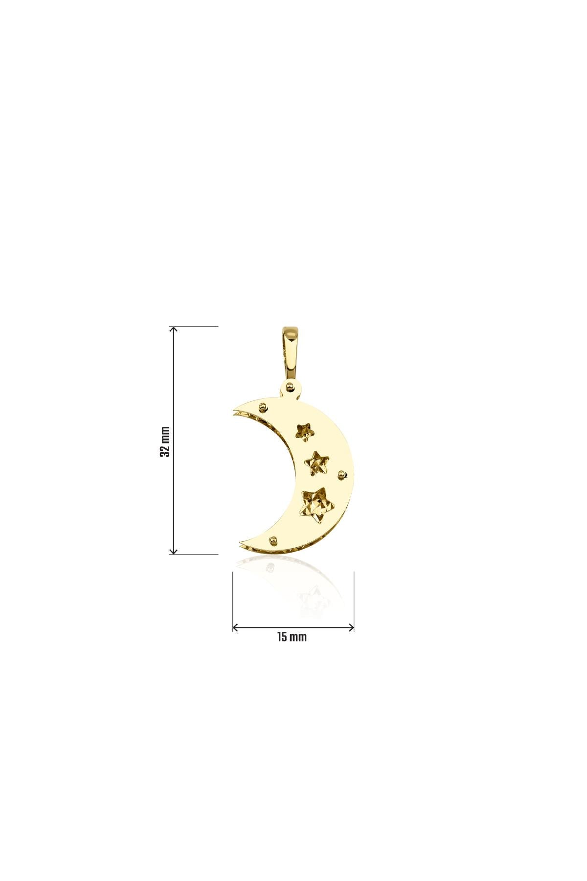 14ct Gold 3D Crescent Shape Charm