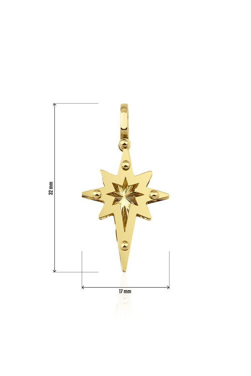 14ct Gold 3D Polar Star Charm