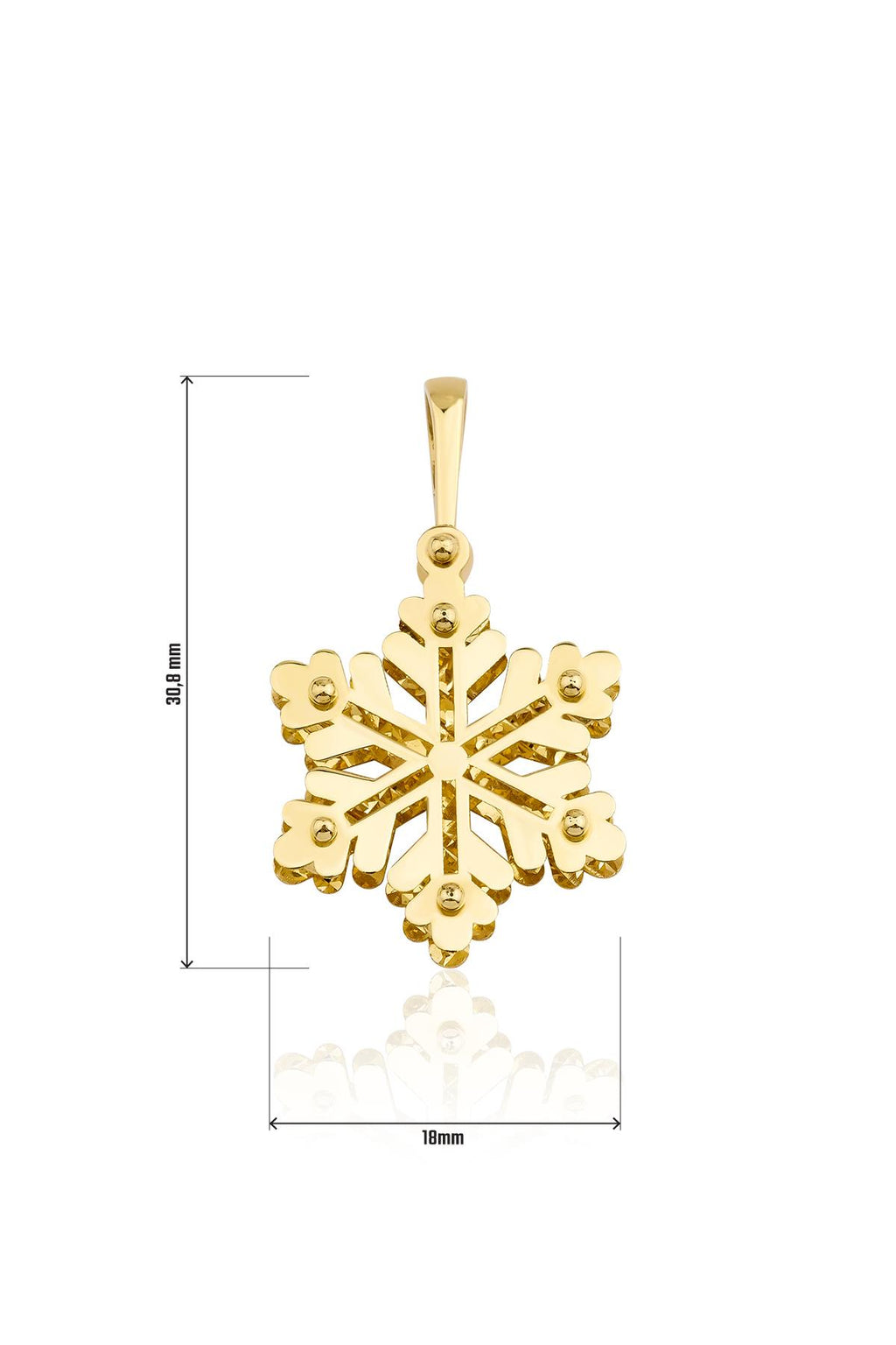 14ct Gold 3D Snowflake Charm