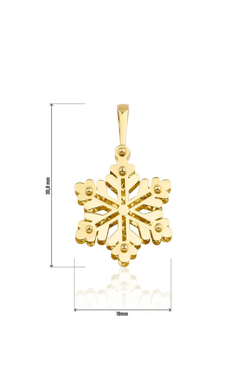 14ct Gold 3D Snowflake Charm