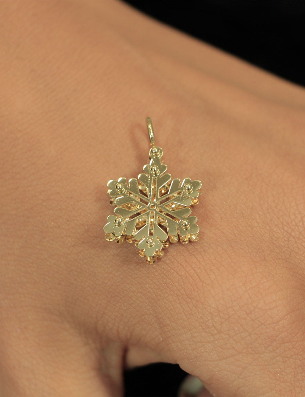 14ct Gold 3D Snowflake Charm