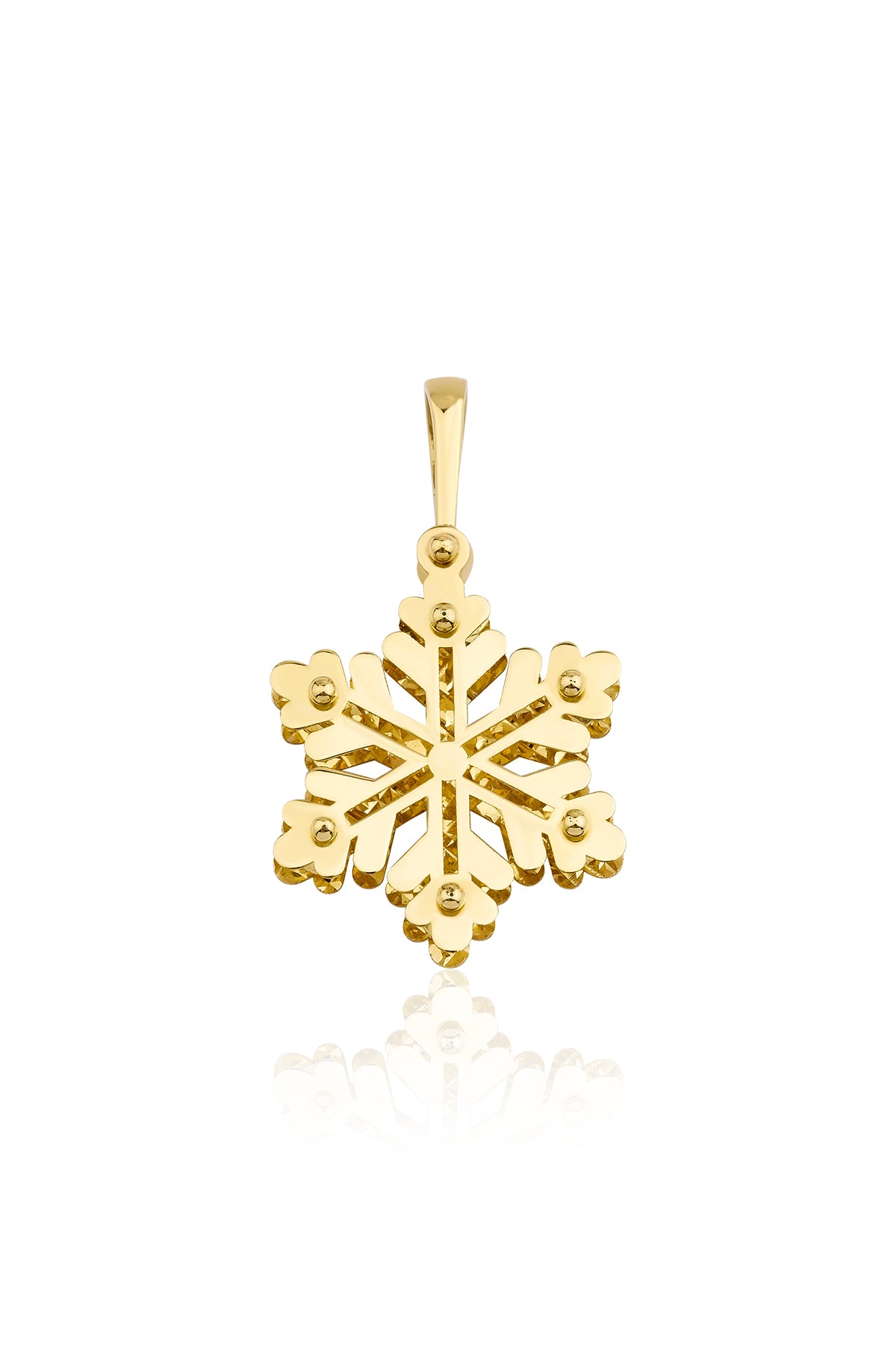 14ct Gold 3D Snowflake Charm