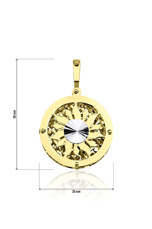 14ct Gold 3D Sun Pendant
