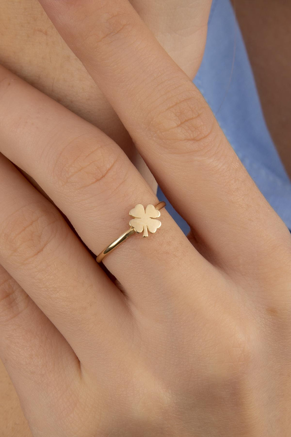 14ct Gold 4 Leaf Clover Shaped Ring